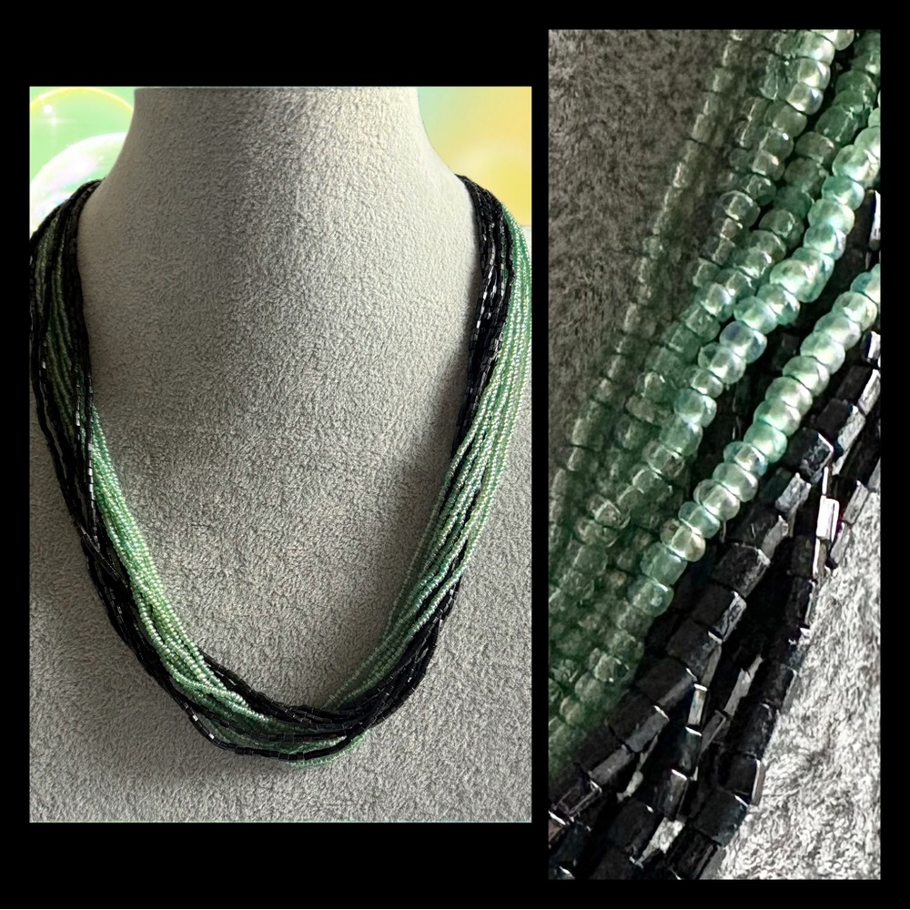 Green and Black Tiny Beaded Necklace